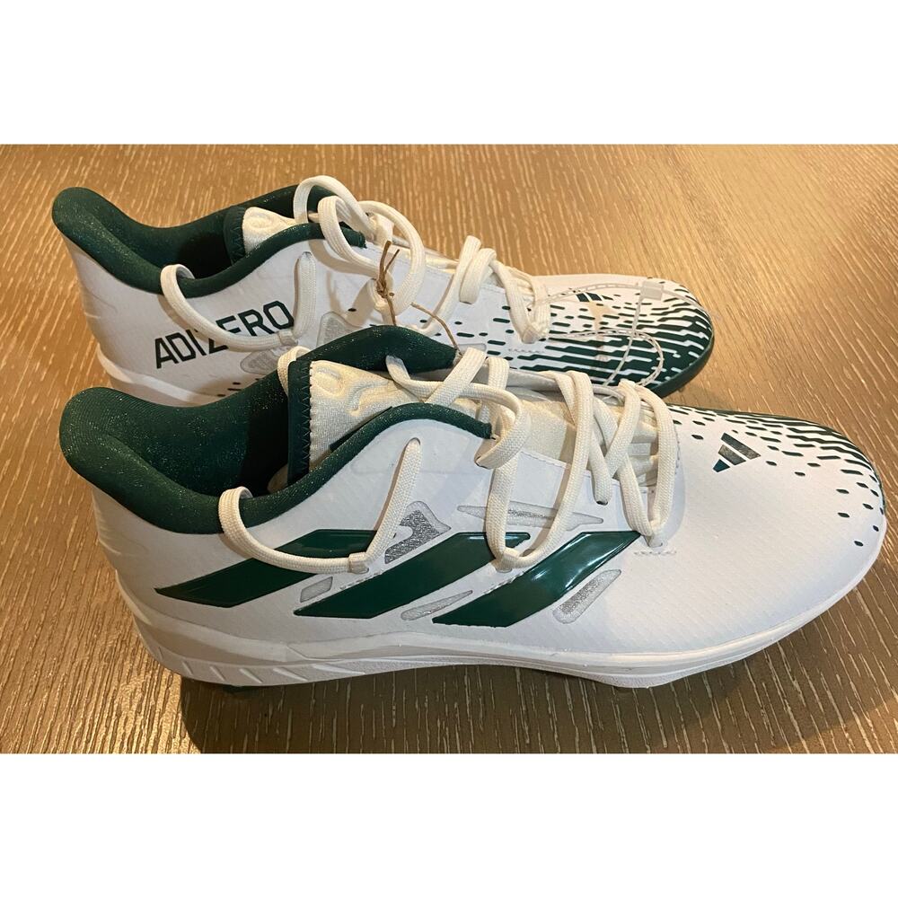 Mens 6.5 adidas adiZero Afterburner 9 White/Green Baseball Cleats NWT